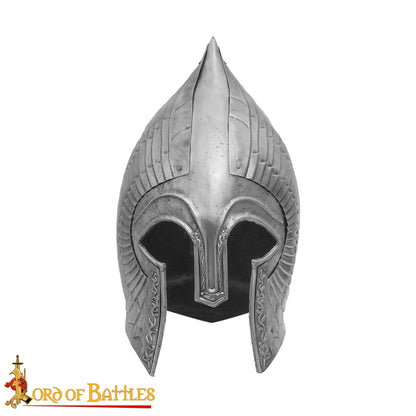 Gondorian Casco Medieval de Acero con Forro de Cuero - Calibre 18 Acabado Antiguo - Fantasía Lotr Gondor Replica - Coleccionable Armadura Casco para Larp, y la Pantalla - Imagen 3
