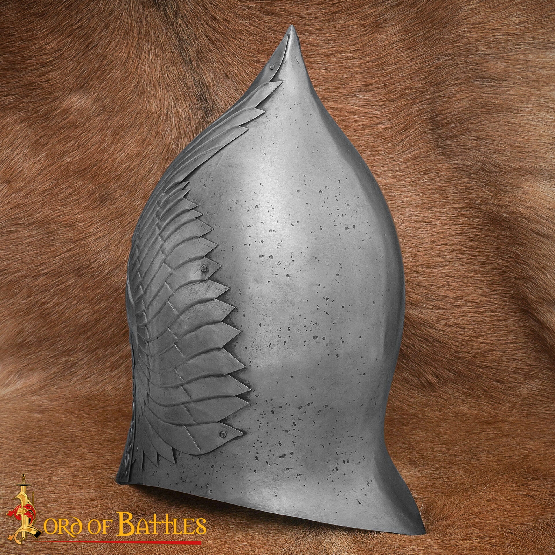 Gondorian Casco Medieval de Acero con Forro de Cuero - Calibre 18 Acabado Antiguo - Fantasía Lotr Gondor Replica - Coleccionable Armadura Casco para Larp, y la Pantalla - Imagen 5