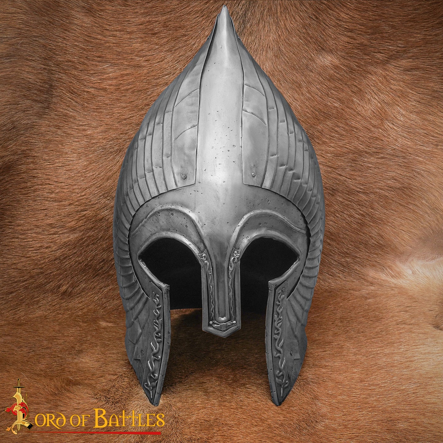 Gondorian Casco Medieval de Acero con Forro de Cuero - Calibre 18 Acabado Antiguo - Fantasía Lotr Gondor Replica - Coleccionable Armadura Casco para Larp, y la Pantalla - Imagen 1