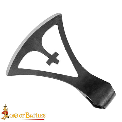Cabeza de Hacha Vikinga Gotland de Acero Al Carbono Forjada a Mano con Motivo de Cruz - Imagen 4
