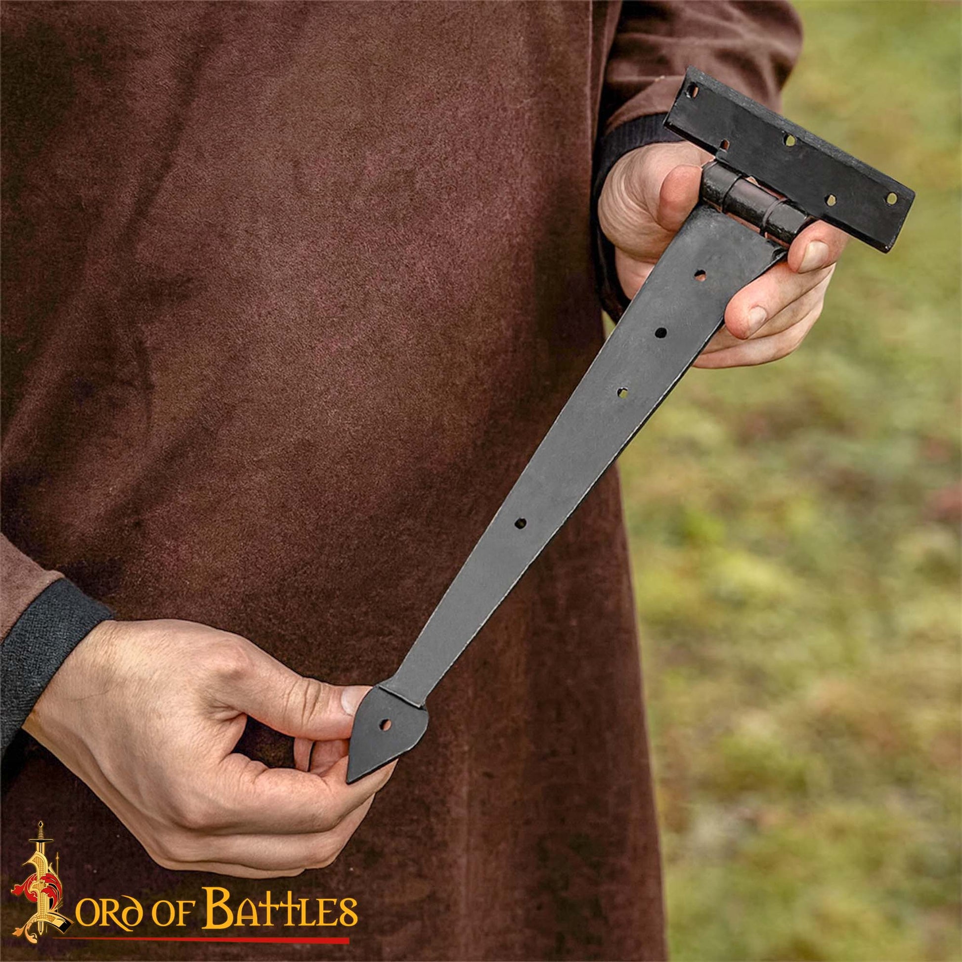 Bisagra de Puerta Rústica de Hierro Forjado a Mano - Bisagra de Correa Resistente para Puertas, Armarios y Cofres - Imagen 5