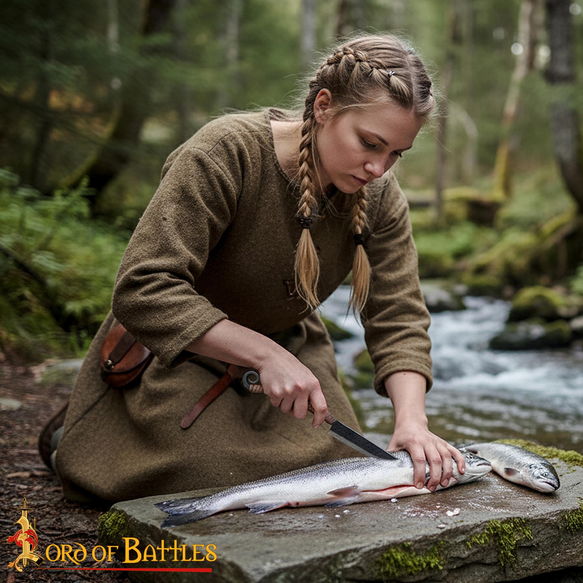 Cuchillo Forjado a Mano con Mango de Cuero y Punta de Marquetería - Imagen 2