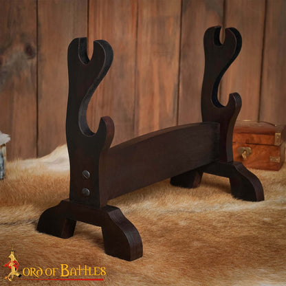 Expositor para Espadas Medievales y Katanas de Madera de Dos Pisos - Imagen 2