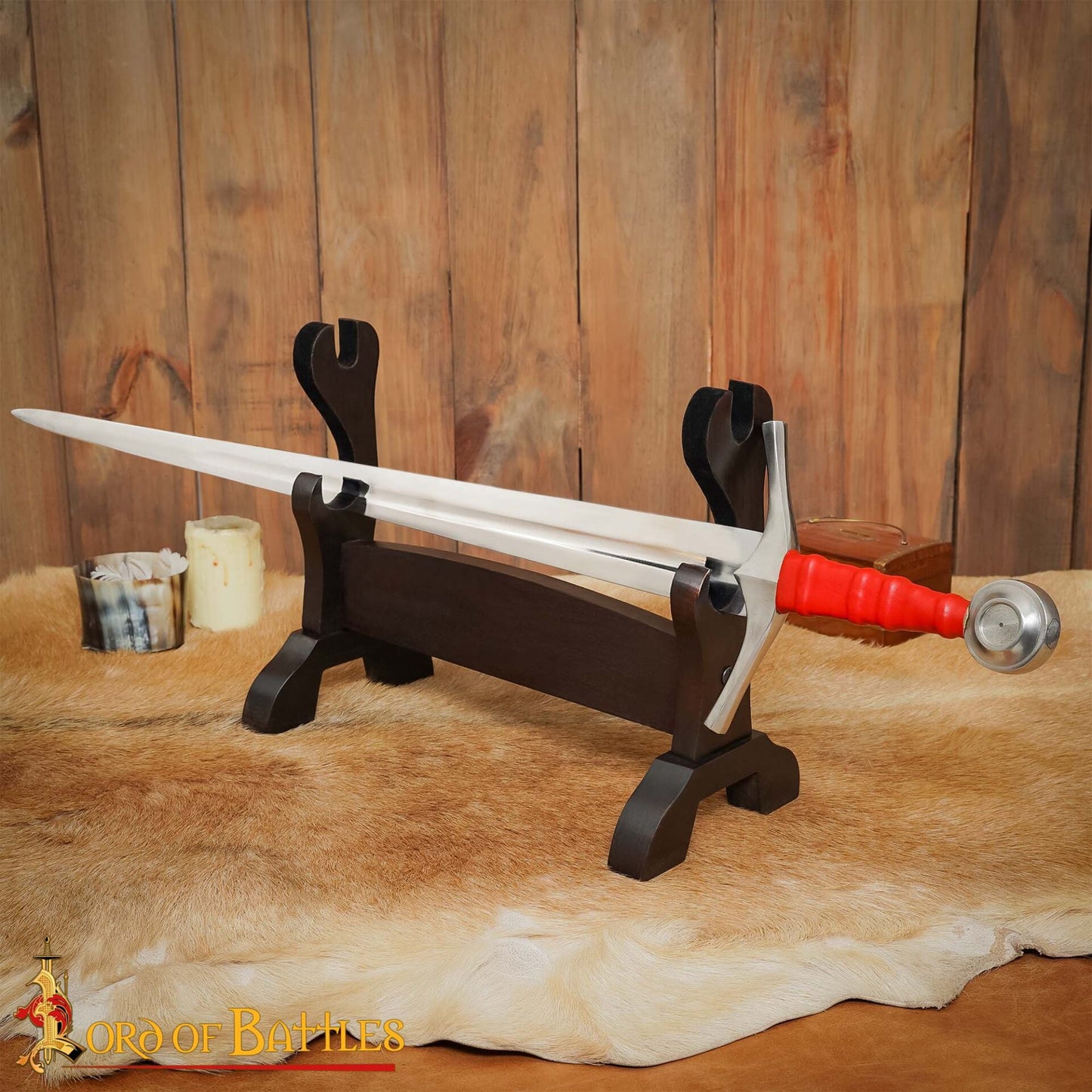 Expositor para Espadas Medievales y Katanas de Madera de Dos Pisos - Imagen 1