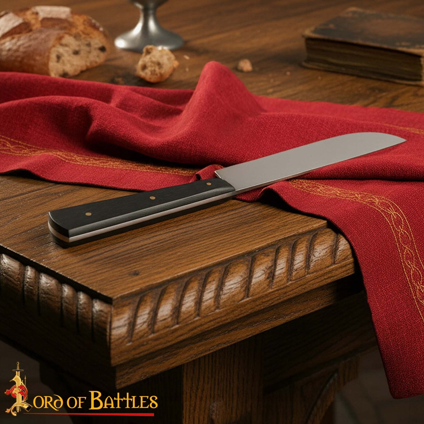 Cuchillo Medieval Artesanal de Acero Inoxidable con Mango de Cuerno de Buey - Imagen 5