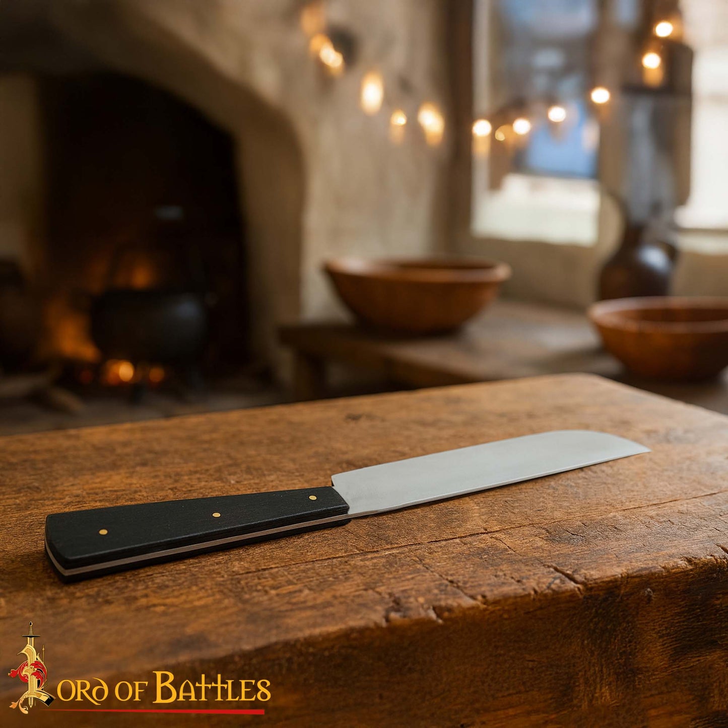 Cuchillo Medieval Artesanal de Acero Inoxidable con Mango de Cuerno de Buey - Imagen 7