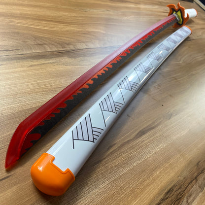 Katana de Rengoku de Kimetsu no Yaiba de bambú con luces Led C/Defectos N67