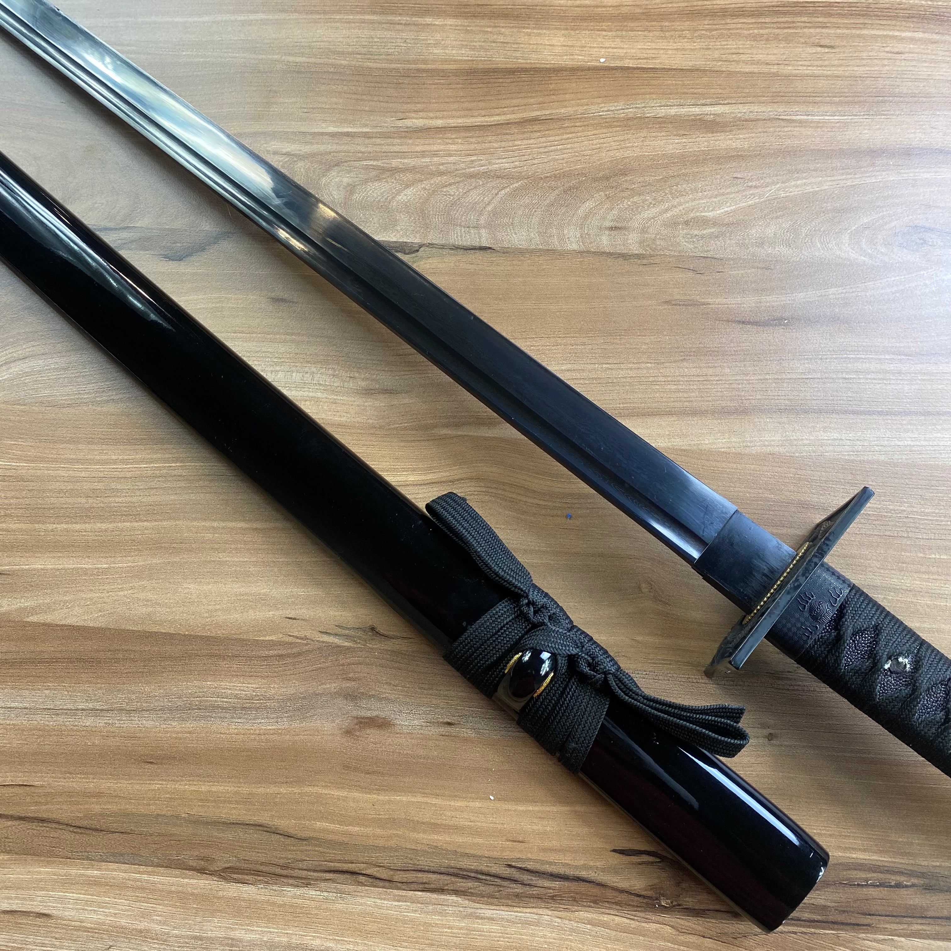 Ninjato Funcional Afilado – Acero de Damasco Negro C/Defectos n78