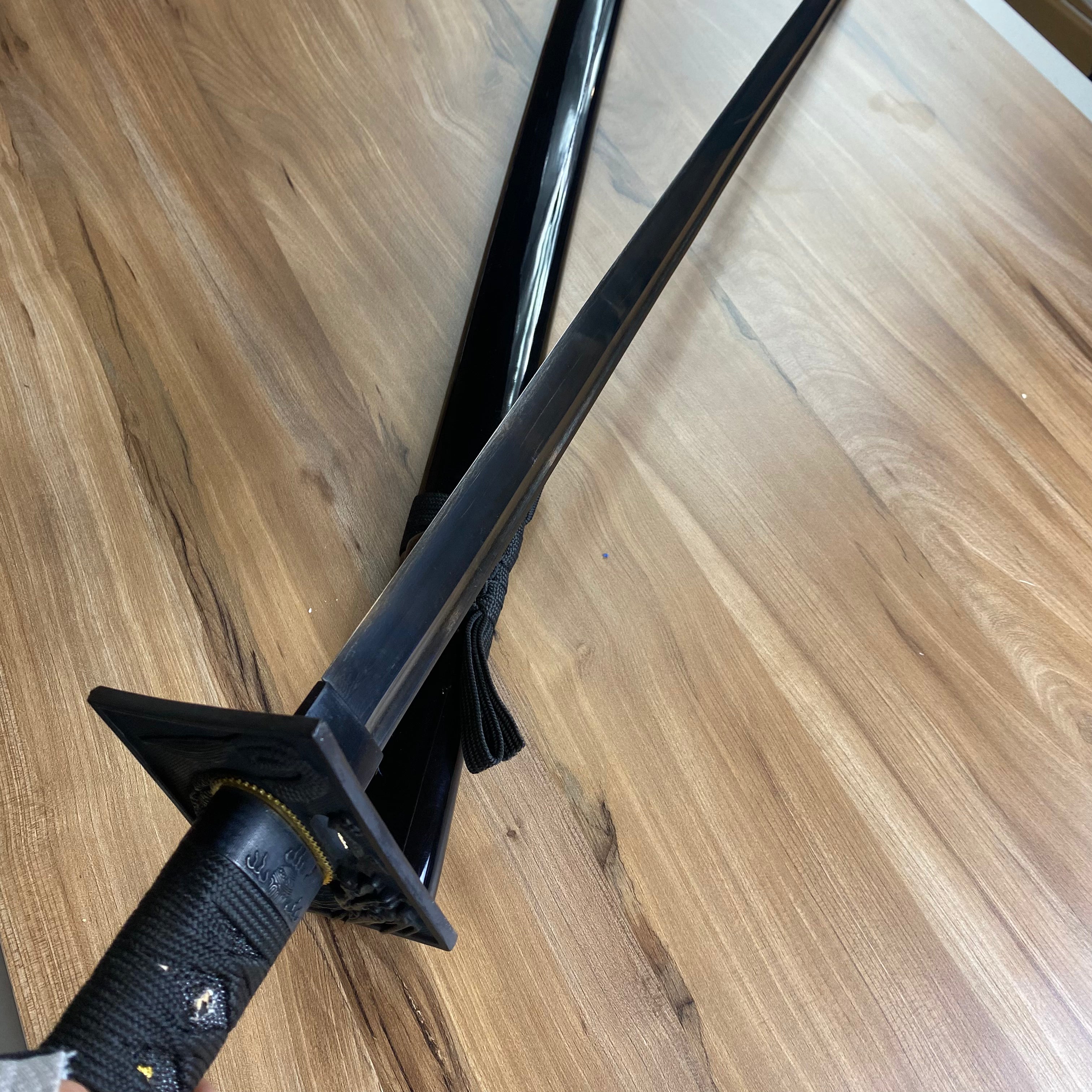 Ninjato Funcional Afilado – Acero de Damasco Negro C/Defectos n78