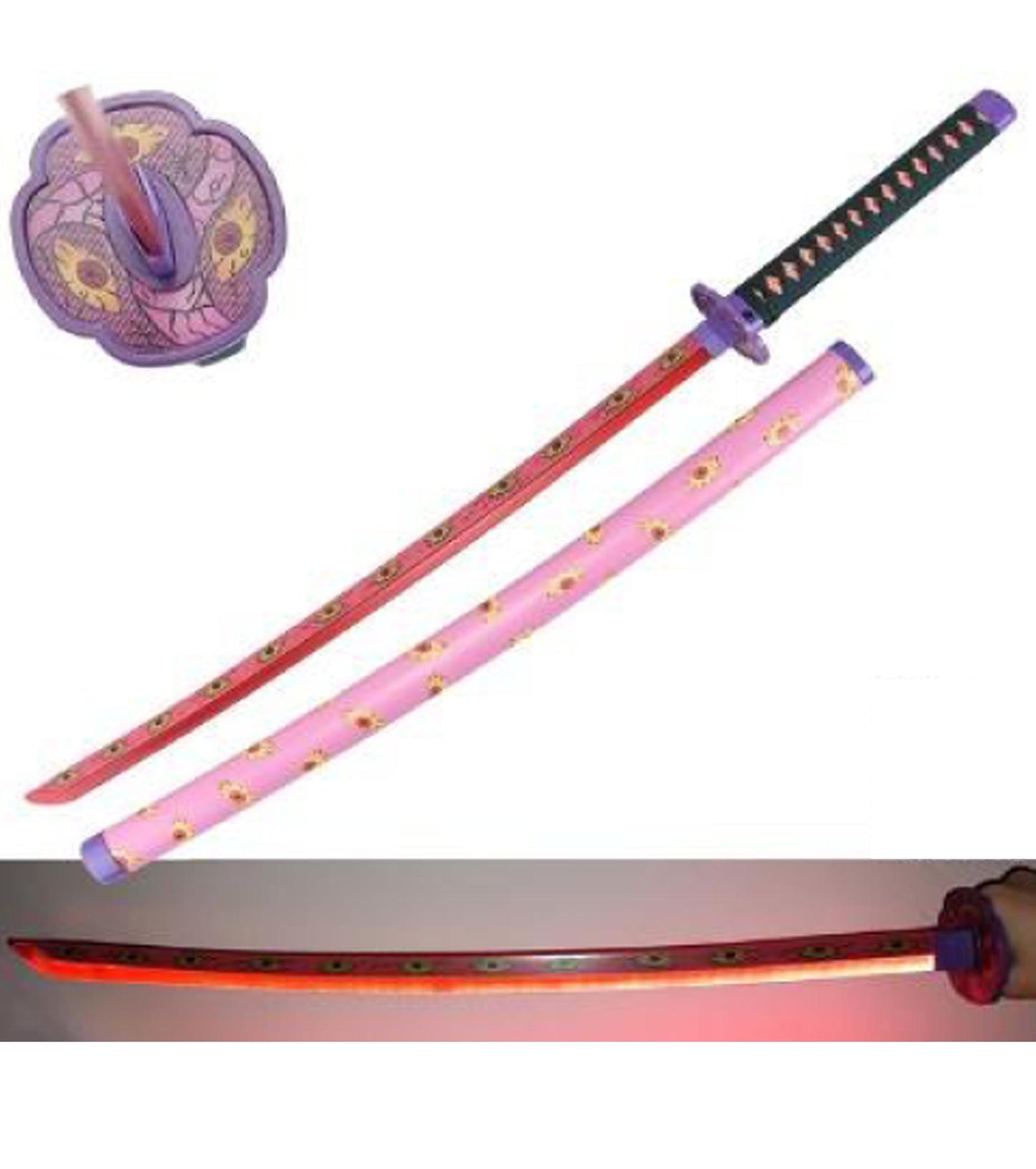 Katana de Tsugikuni Michikatsu Kokushibo con luces Led y hoja de acero KL008