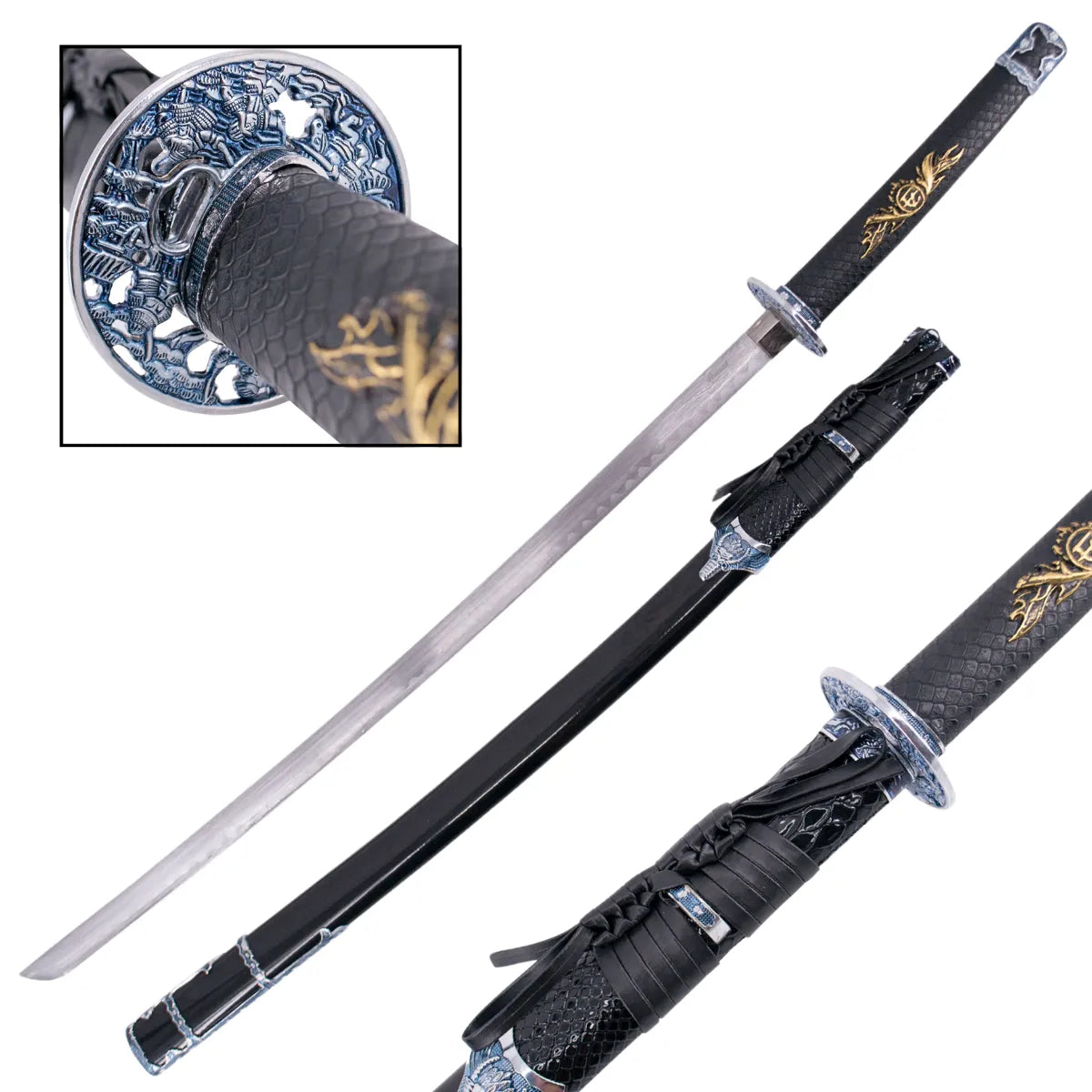 Katana Decorativa De Acero Mango Imitación Piel Serpiente