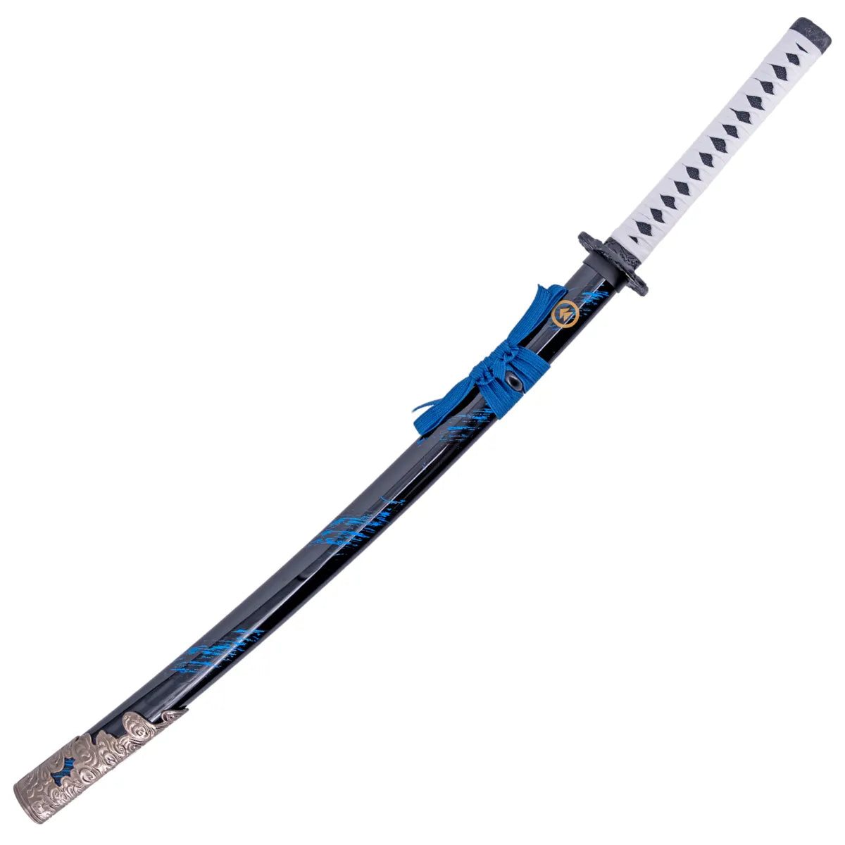Katana Decorativa Ghost of Tsushima con Hoja Negra Dentada y Tsuba de Dragón