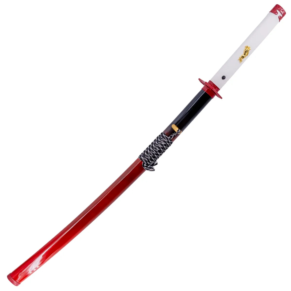 Katana Decorativa Ghost of Yotei con Hoja Satinada y Mango Rojo y Blanco