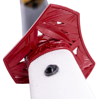 Katana Decorativa Ghost of Yotei con Hoja Satinada y Mango Rojo y Blanco