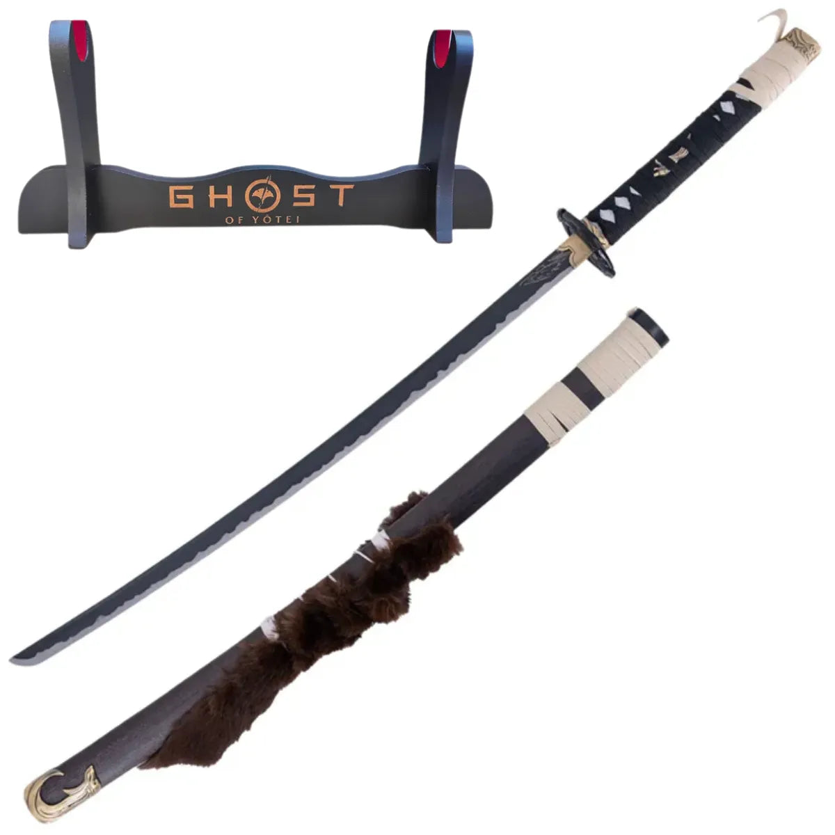 Katana Decorativa Ghost of Yotei con Saya de Lobo