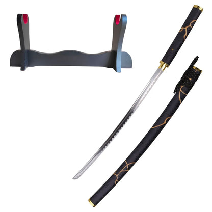 Katana Decorativa con Hoja de Acero Gilded Night de Ghost of Yotei - soporte básico