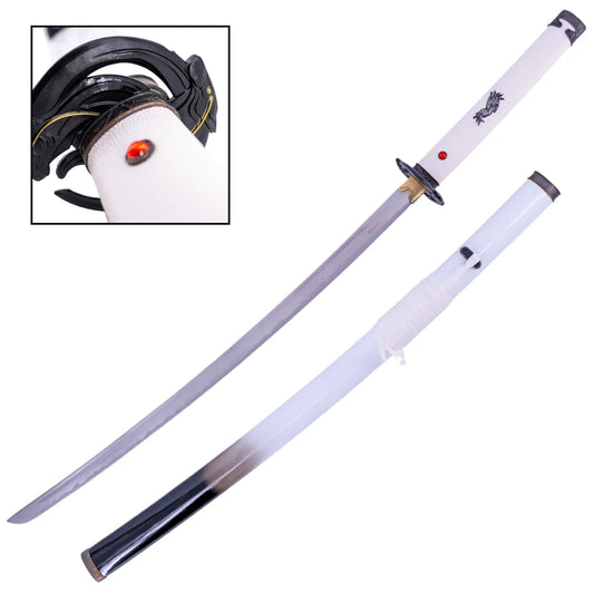 Katana Decorativa de Acero Ghost of Yotei con Mango Polipiel Blanco