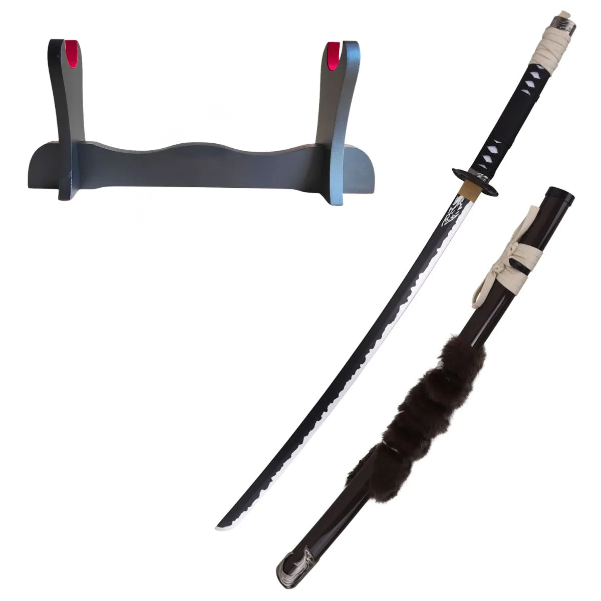 Katana Decorativa de Bambú Hoja del Lobo de Atsu de Ghost of Yotei - soporte básico