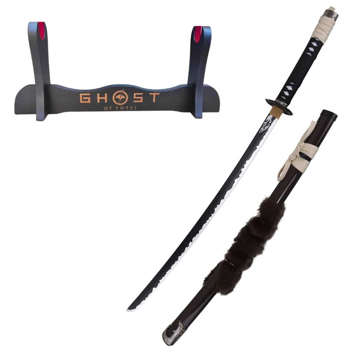 Katana Decorativa de Bambú Hoja del Lobo de Atsu de Ghost of Yotei - soporte personalizado