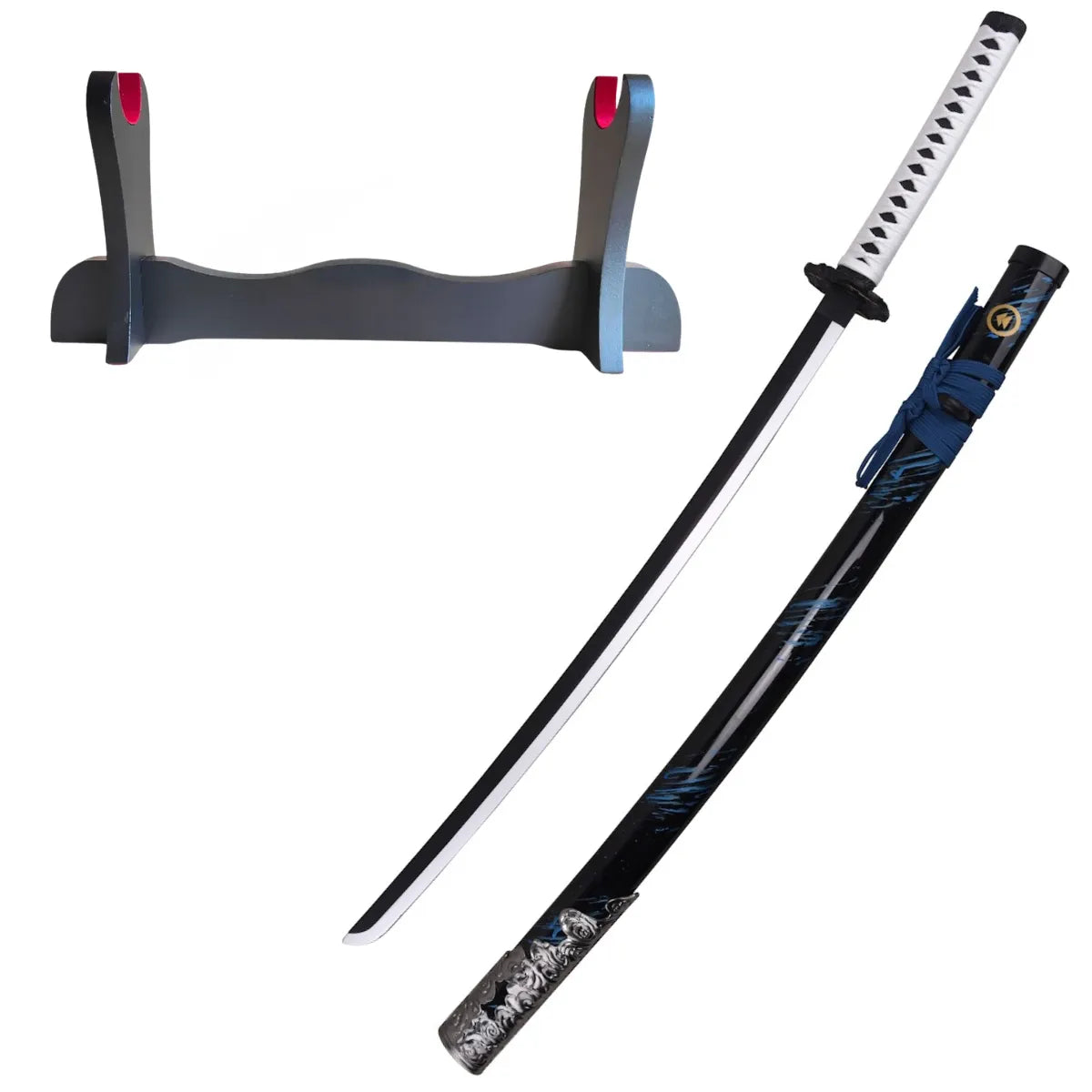 Katana Decorativa de Bambú Sable Azul de Sakai Espada de Jin de Ghost of Tsushima - soporte básico