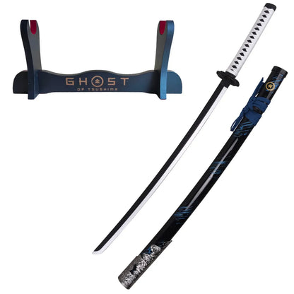 Katana Decorativa de Bambú Sable Azul de Sakai Espada de Jin de Ghost of Tsushima - soporte personalizado