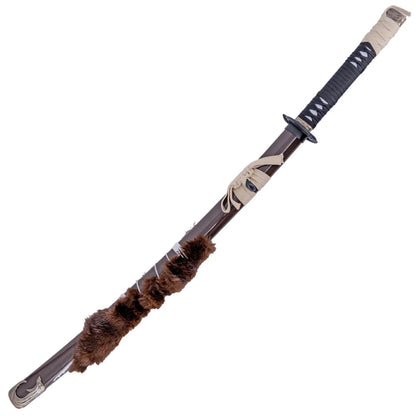 Katana Decorativa de Bambú de Ghost of Yotei con Tsuba de Lobo