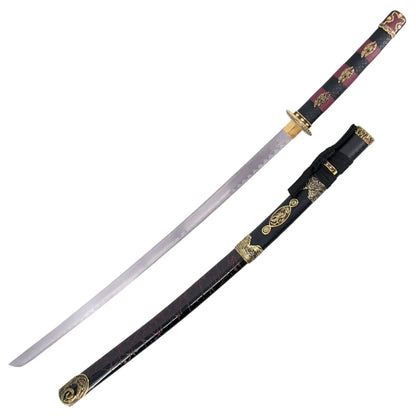 Katana Decorativa en Acero con detalles Rojos en Mango