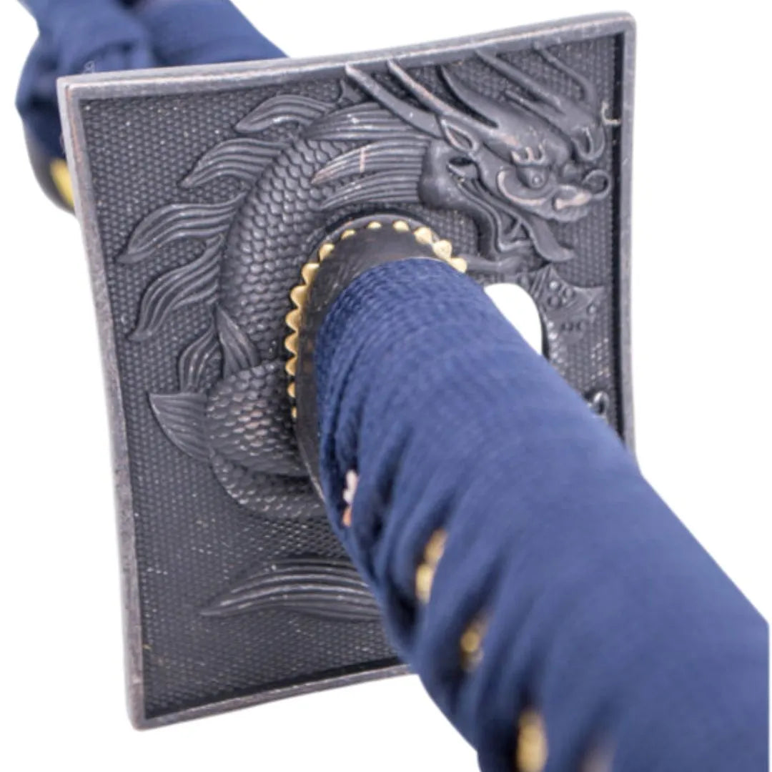 Katana Funcional Afilada - Acero de Damasco Azul