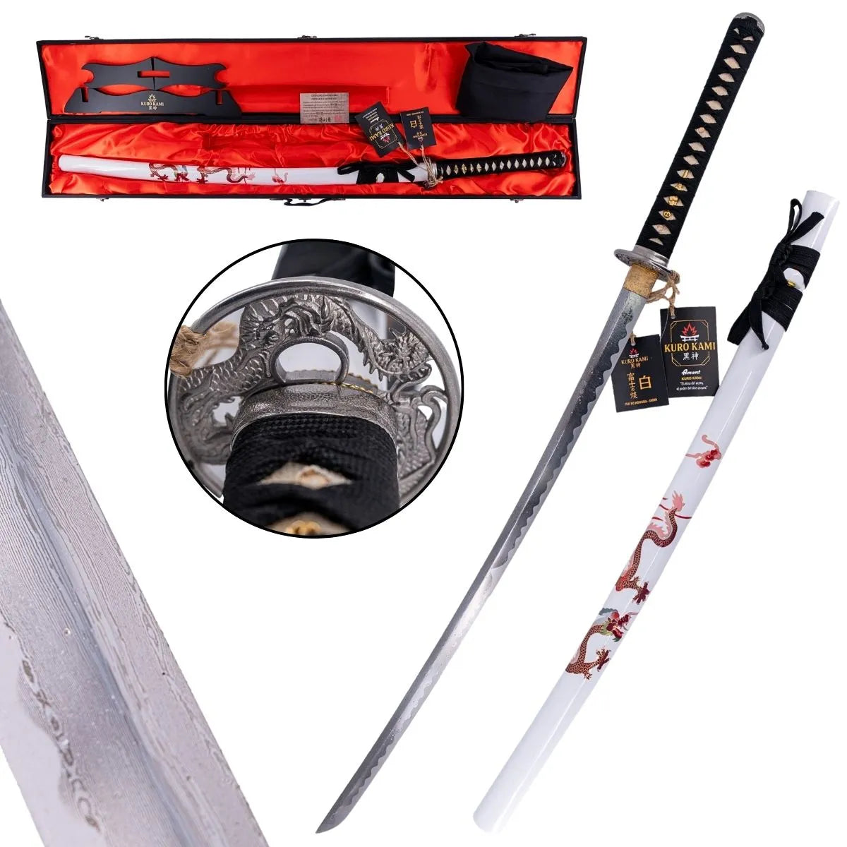 Katana Funcional KURO KAMI «Fuji No Homura» Damasco - blanca