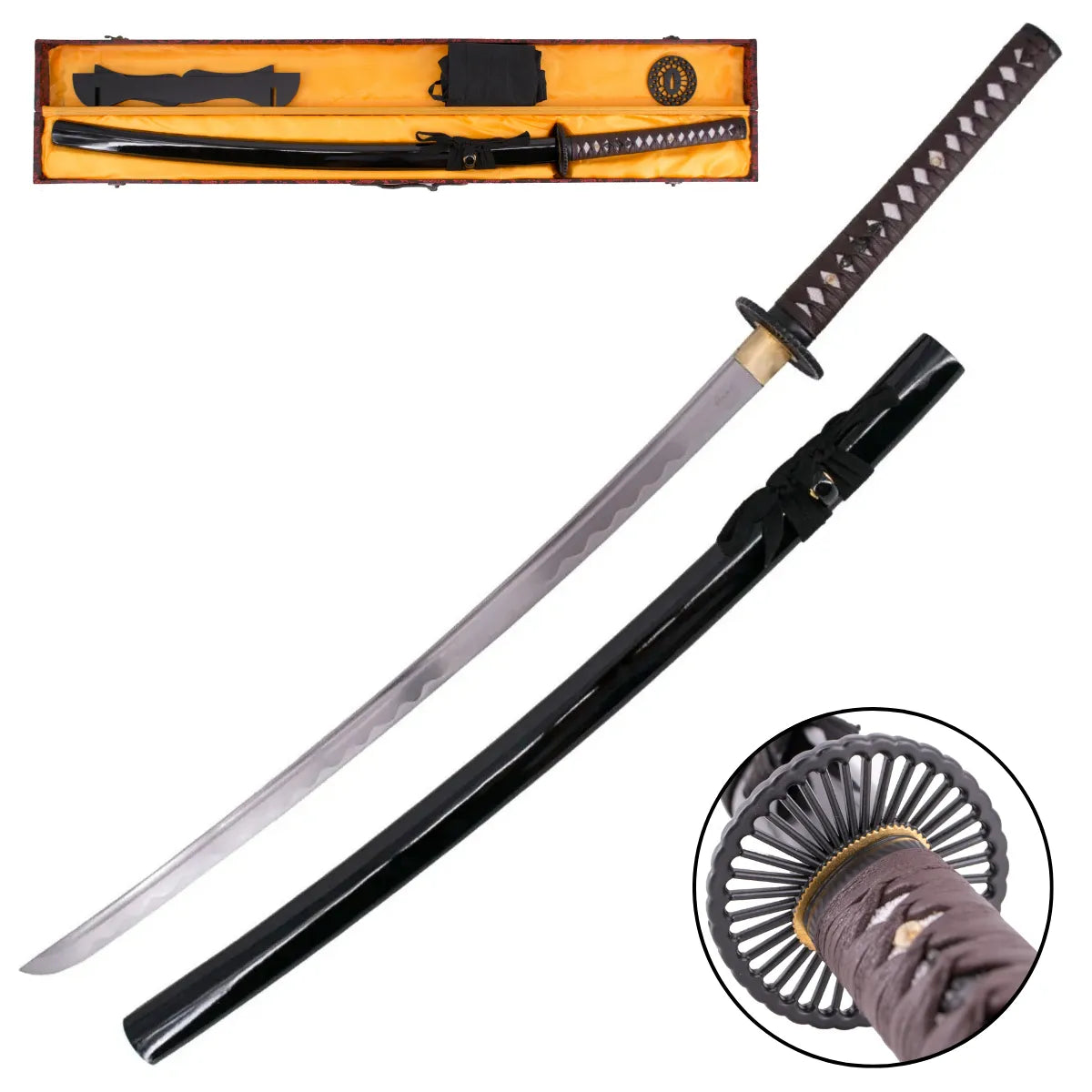 Katana Funcional Negra Hoja Acero al Carbono