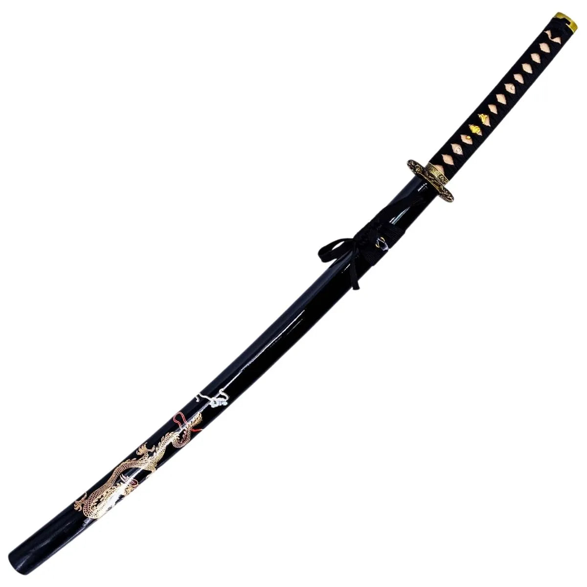 Katana Funcional de Acero al Carbono con Dragón Dorado