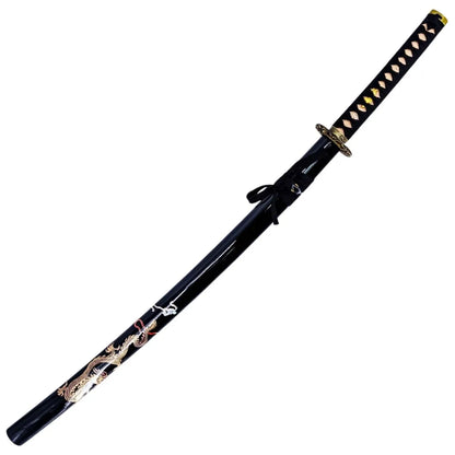 Katana Funcional de Acero al Carbono con Dragón Dorado