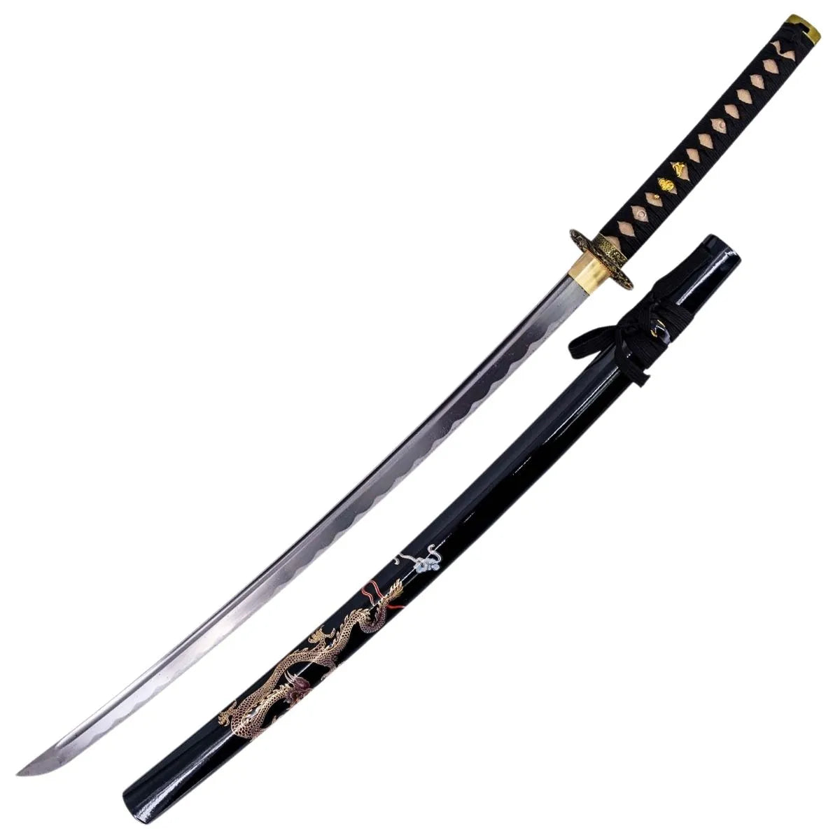 Katana Funcional de Acero al Carbono con Dragón Dorado