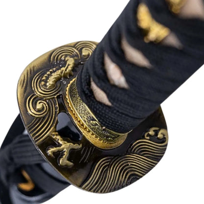 Katana Funcional de Acero al Carbono con Dragón Dorado