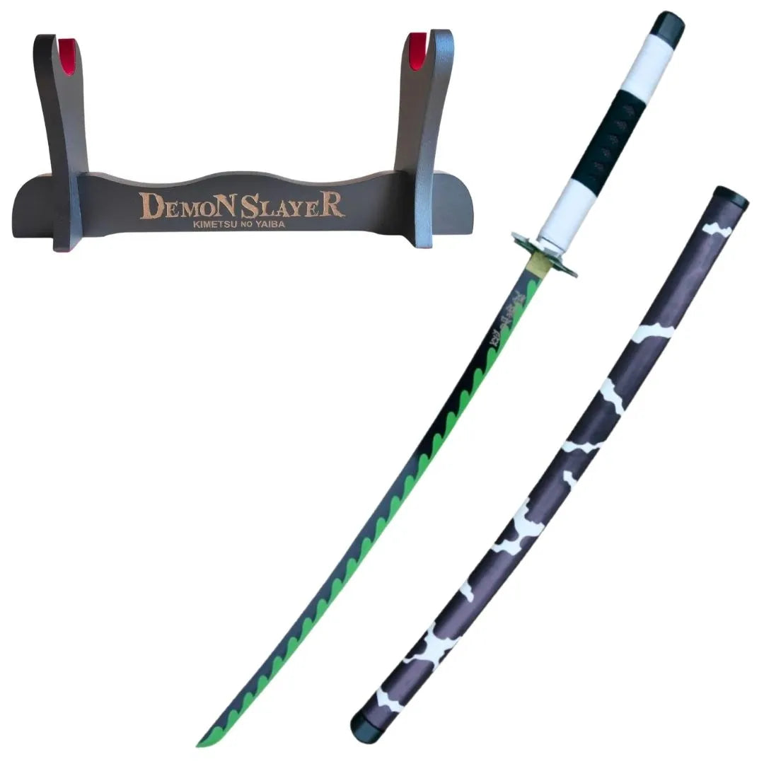 Pacote Katana de Bambu Sanemi Shimazugawa Kimetsu no Yaiba + T-shirt Sanemi + Presente Katanero 