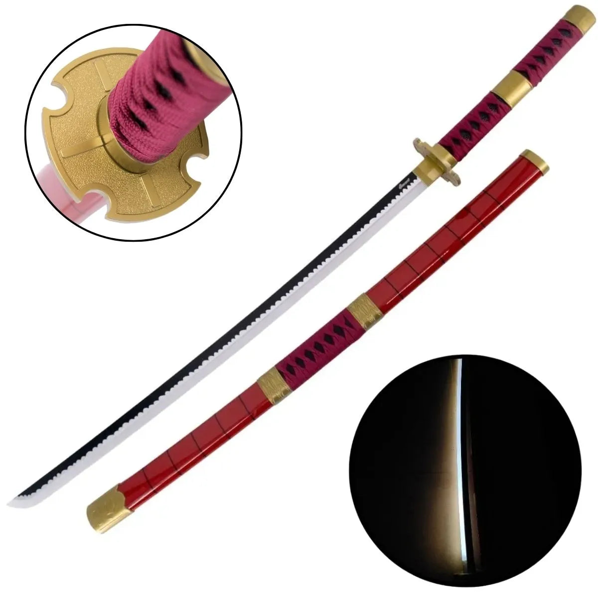 Katana Sandai Kitetsu de Zoro de One Piece de Bambú con Led