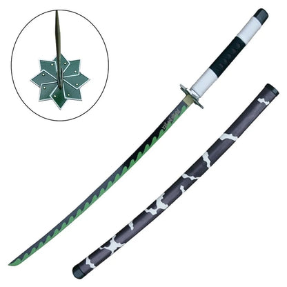 Decorative Sanemi Shinazugawa Steel Katana Pack + Katana Stand + Fierce Trio T-Shirt
