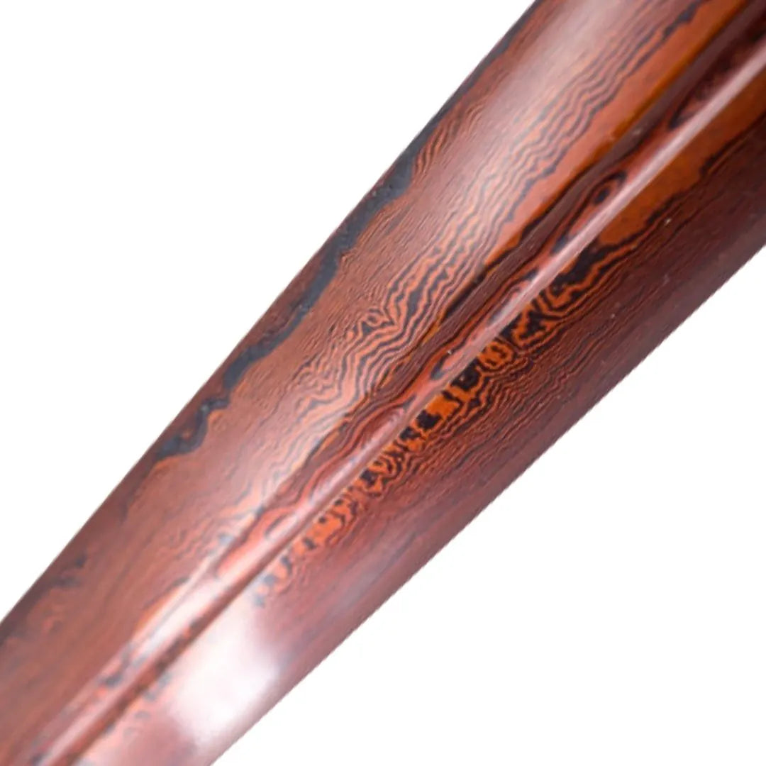 Katana Shirasaya funcional Acero de Damasco Rojo