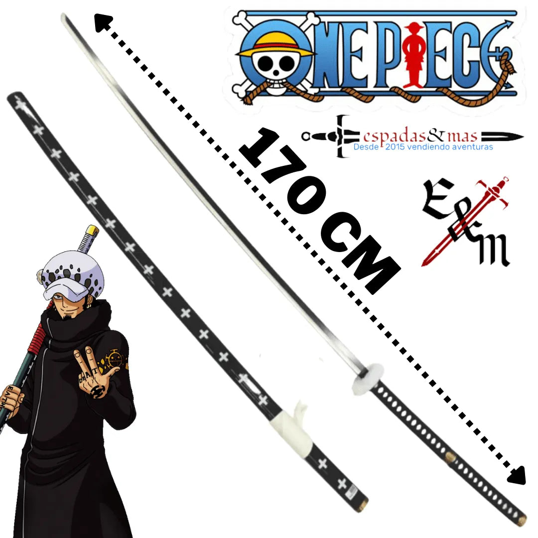 Katana Trafalgar Law de One Piece XL en versión de hoja de acero. Igual que la del anime One Piece. Vendida por Espadas y más