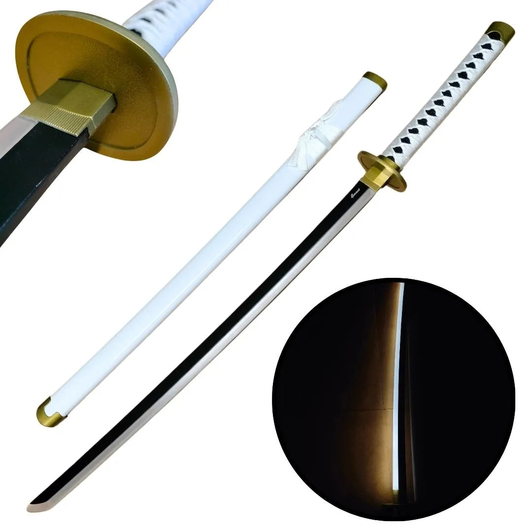 Imagen de Katana Wado Ichimonji de Zoro de One Piece de bambu con luces led S6052 parte de nuestra colección en Espadas y más, sitio oficial.