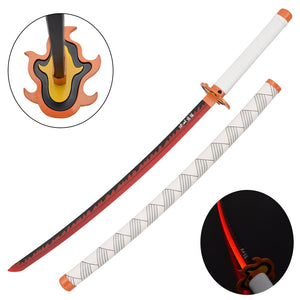 Imagen de Katana de Rengoku con luces Led y hoja de acero zs656gd parte de nuestra colección en Espadas y más, sitio oficial.