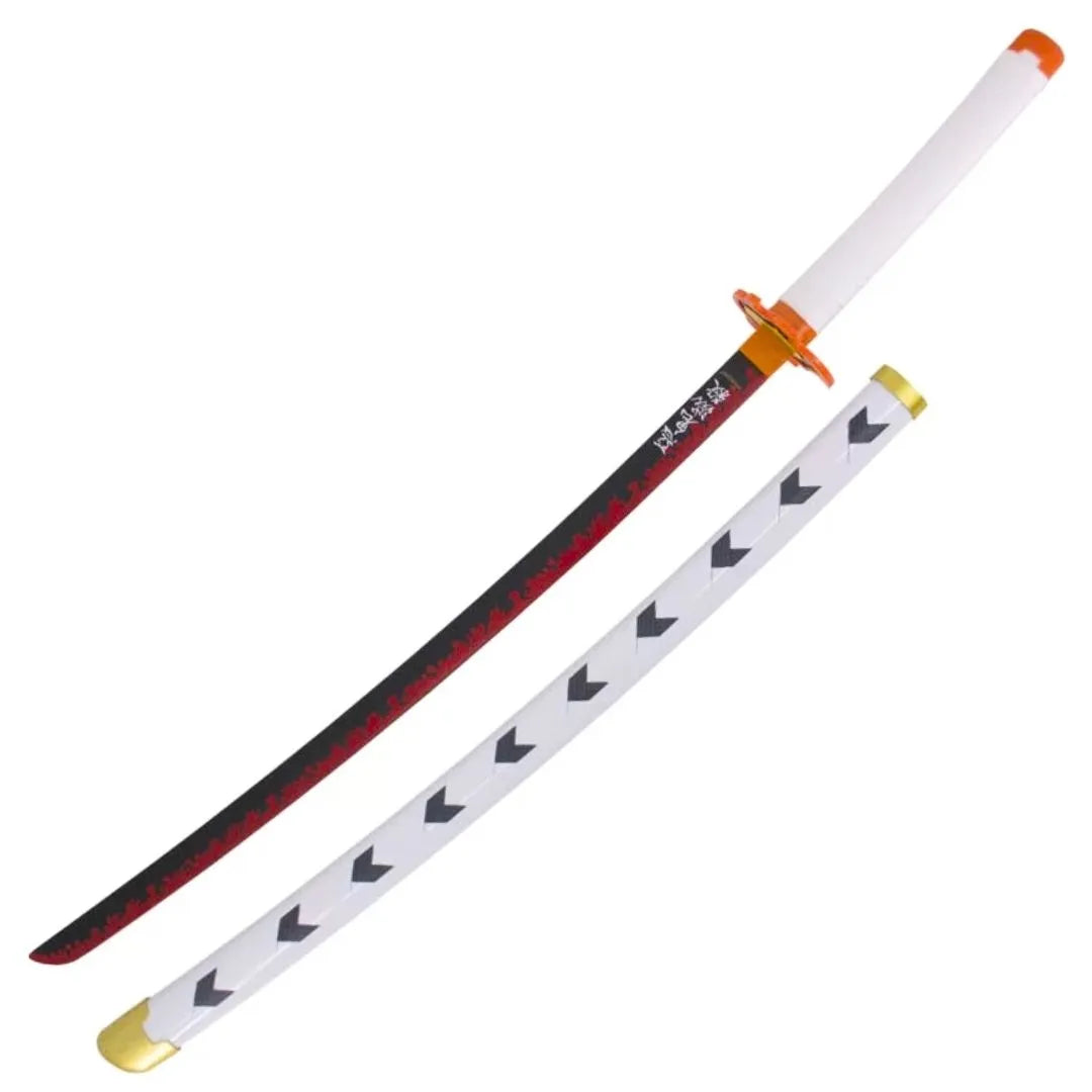 Katana de Rengoku con hoja de madera de bambú Demon Slayer Kimetsu no Yaiba