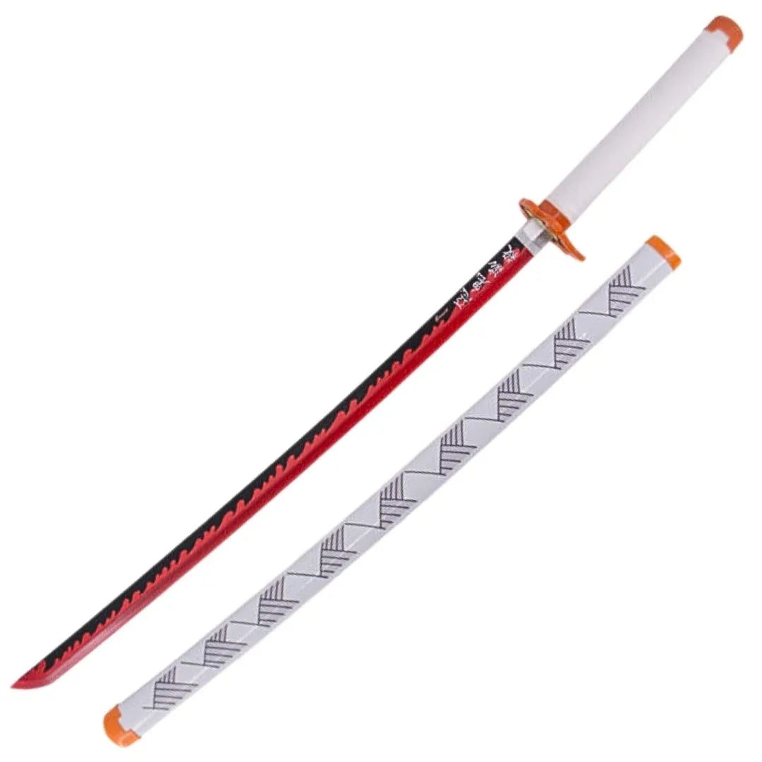 Imagen de Katana de Rengoku de Kimetsu no Yaiba de bambú con luces Led parte de nuestra colección en Espadas y más, sitio oficial.