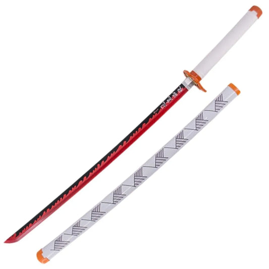 Imagen de Katana de Rengoku de Kimetsu no Yaiba de bambú con luces Led parte de nuestra colección en Espadas y más, sitio oficial.