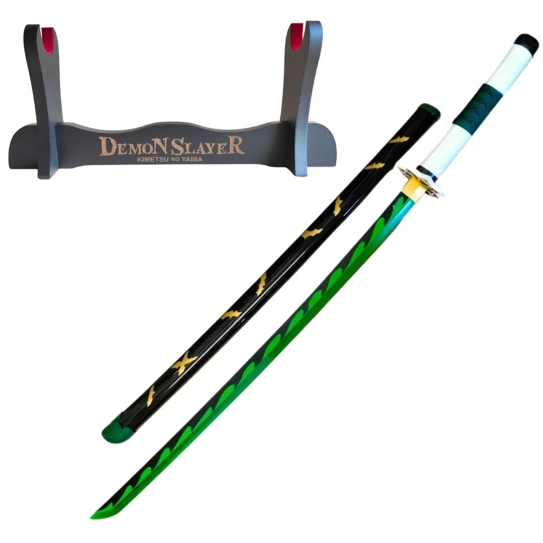 Katana de Sanemi Shinazugawa de Kimetsu no Yaiba de bambú con Led