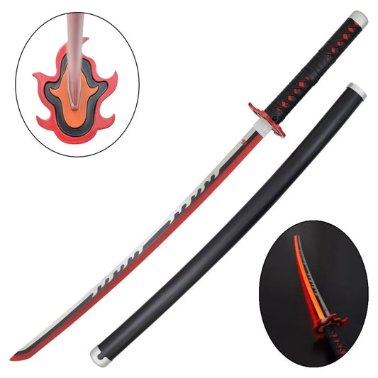 Imagen de Katana de Tánjiro Kamado evolucionada con luces Led y hoja de acero KL009 parte de nuestra colección en Espadas y más, sitio oficial.