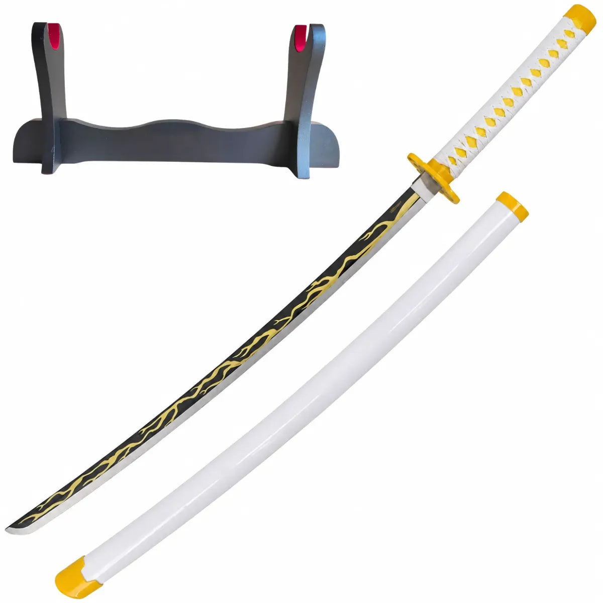 Katana de Zenitsu Agatsuma con Hoja de Bambú – Kimetsu no Yaiba - katanero básico