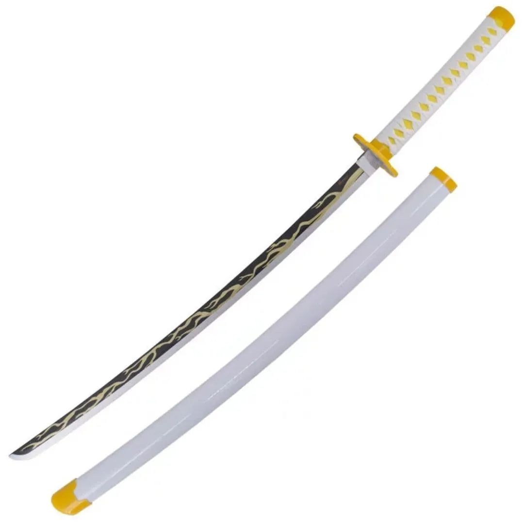 Katana de Zenitsu Agatsuma con hoja de madera de bambú Demon Slayer Kimetsu no Yaiba