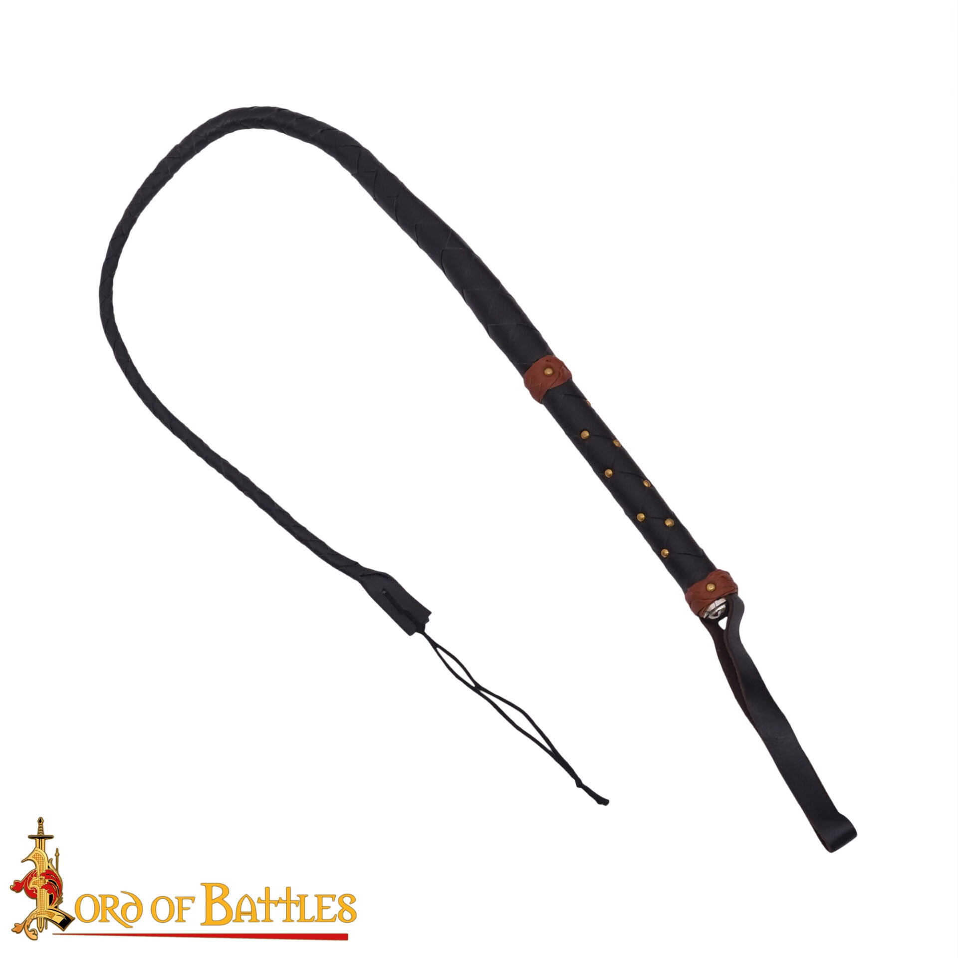 Fusta de Toro de Cuero Trenzado con Empuñadura de Remache de Latón - Imagen 3