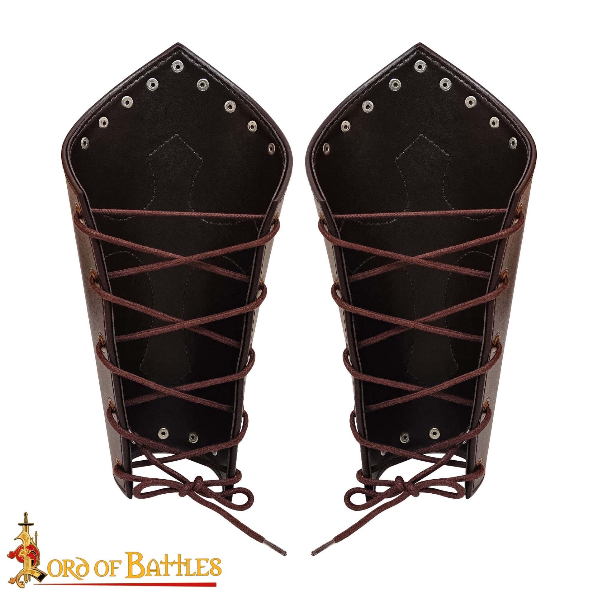 Brazales Cruzados Medievales de Cuero - Guardabrazos para Larp y Ferias Renacentistas - Imagen 5